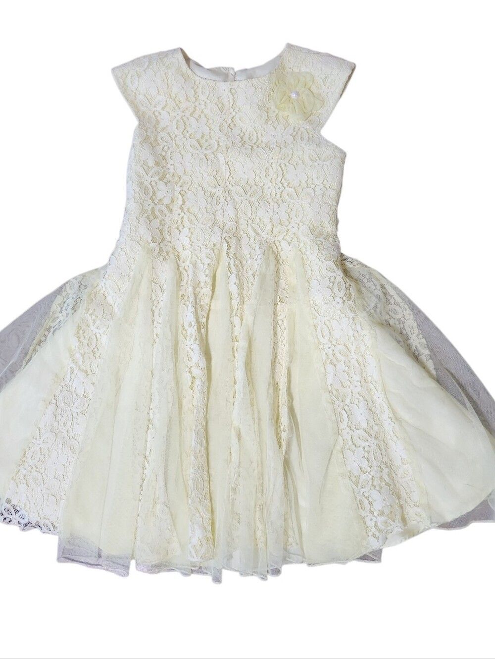 Jona Michelle Dress Size 8 Yellow Lace Sleeveless Long Fit and Flare